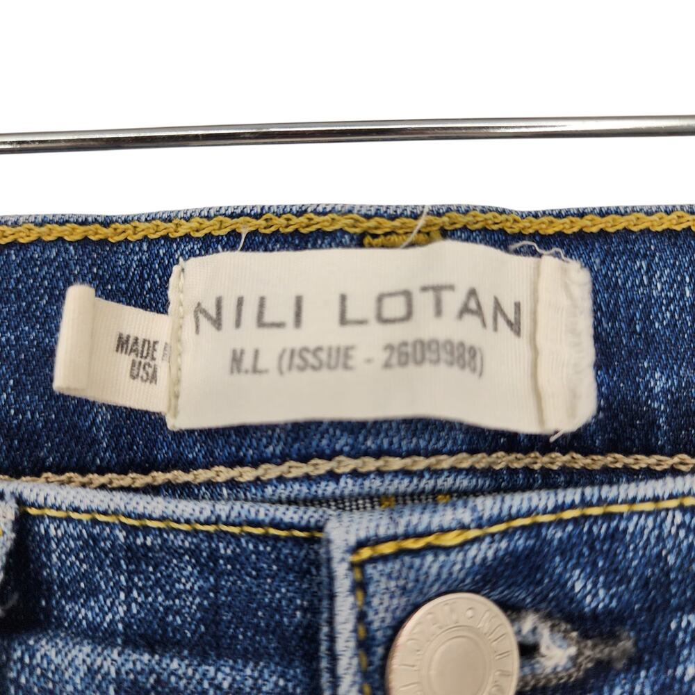 Nili Lotan Classic Medium Wash Distressed Mid Rise Stretch Skinny Jeans Size 28 - Picture 2 of 7